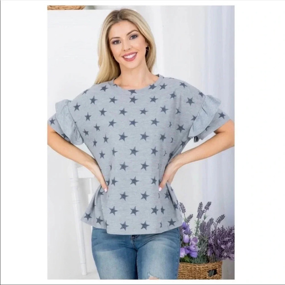 Star⭐️ print ruffle sleeve top - Picture 8 of 9